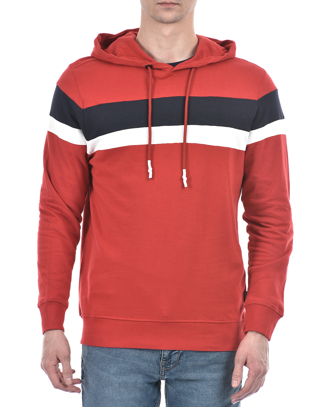 Numero Uno Men Striped Red Sweat Shirt